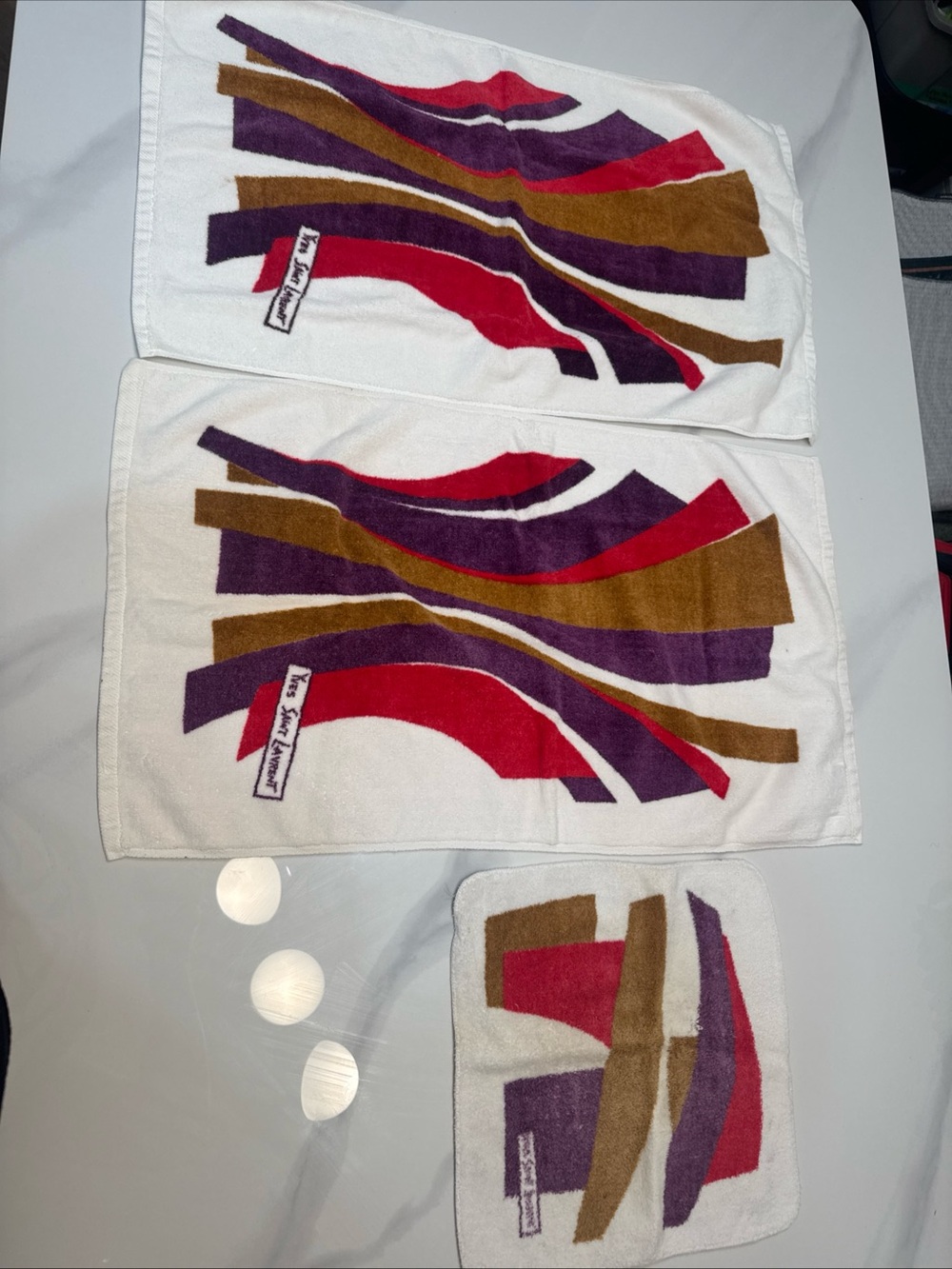 Vintage YSL/Fieldcrest towel collab, 3 pcs, 100% cotton